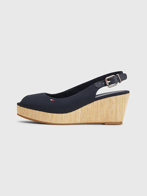 Tommy Hilfiger Iconic Slingback Espadrille Wedges Ženske Sandali Modra | TH015ROC