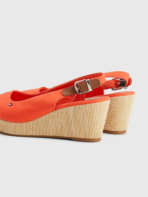 Tommy Hilfiger Iconic Slingback Espadrille Wedges Ženske Sandali Rdeča | TH152QUA