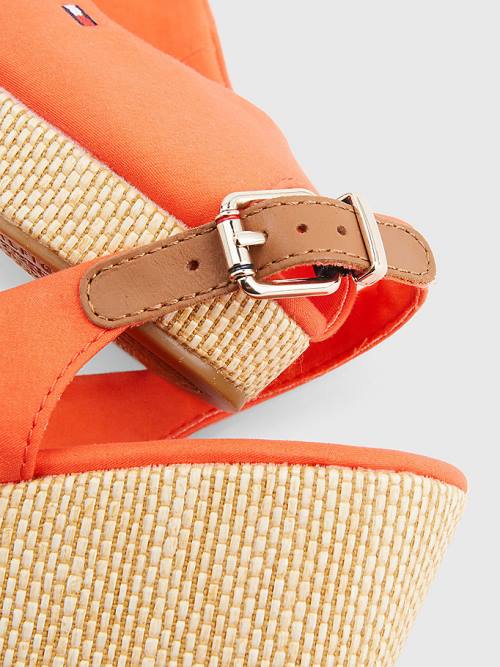 Tommy Hilfiger Iconic Slingback Espadrille Wedges Ženske Sandali Rdeča | TH152QUA