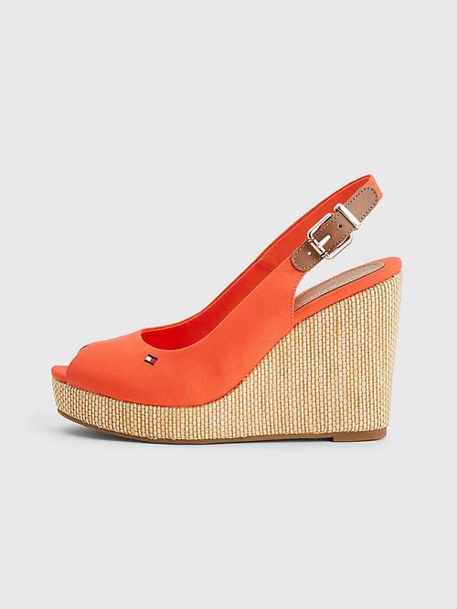 Tommy Hilfiger Iconic Slingback Espadrille High Heel Wedges Ženske Sandali Rdeča | TH348XAU