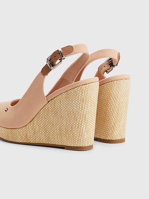 Tommy Hilfiger Iconic Slingback Espadrille High Heel Wedges Ženske Sandali Bež | TH418LIM