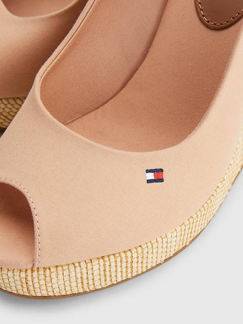 Tommy Hilfiger Iconic Slingback Espadrille High Heel Wedges Ženske Sandali Bež | TH418LIM