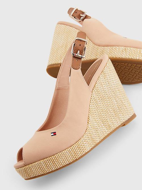 Tommy Hilfiger Iconic Slingback Espadrille High Heel Wedges Ženske Sandali Bež | TH418LIM