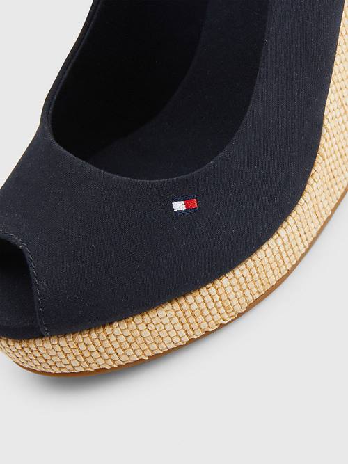 Tommy Hilfiger Iconic Slingback Espadrille High Heel Wedges Ženske Sandali Modra | TH425QWV