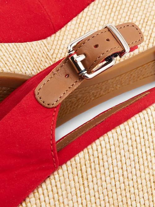 Tommy Hilfiger Iconic Slingback Espadrille Wedges Ženske Sandali Rdeča | TH478RQN