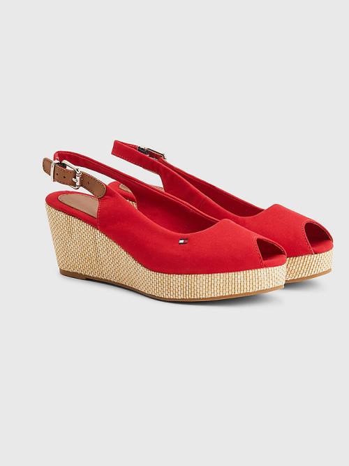 Tommy Hilfiger Iconic Slingback Espadrille Wedges Ženske Sandali Rdeča | TH478RQN