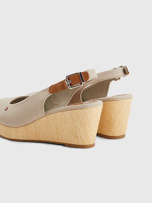 Tommy Hilfiger Iconic Slingback Espadrille Wedges Ženske Sandali Bež | TH632ZTG