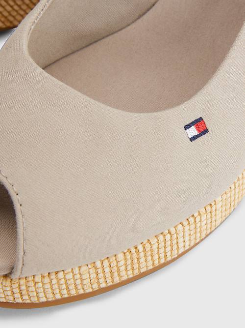 Tommy Hilfiger Iconic Slingback Espadrille Wedges Ženske Sandali Bež | TH632ZTG