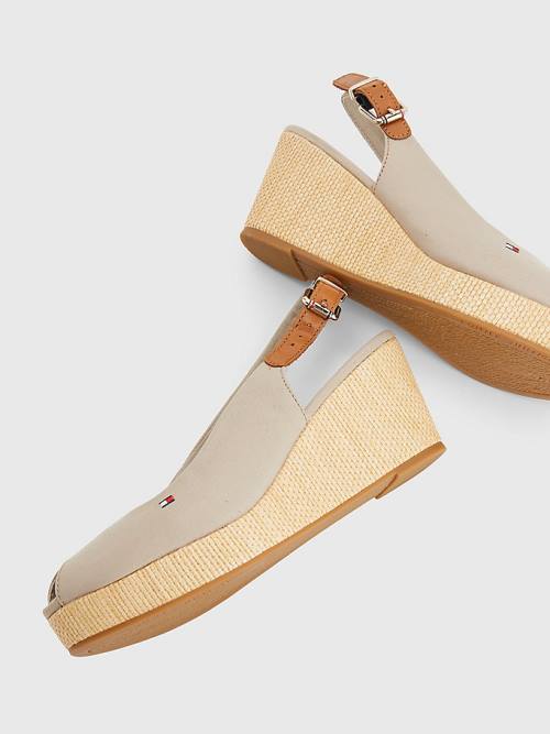 Tommy Hilfiger Iconic Slingback Espadrille Wedges Ženske Sandali Bež | TH632ZTG