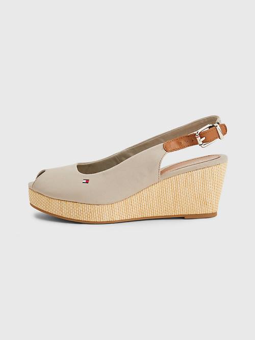 Tommy Hilfiger Iconic Slingback Espadrille Wedges Ženske Sandali Bež | TH632ZTG