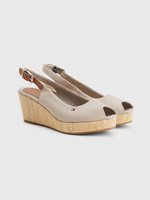 Tommy Hilfiger Iconic Slingback Espadrille Wedges Ženske Sandali Bež | TH632ZTG