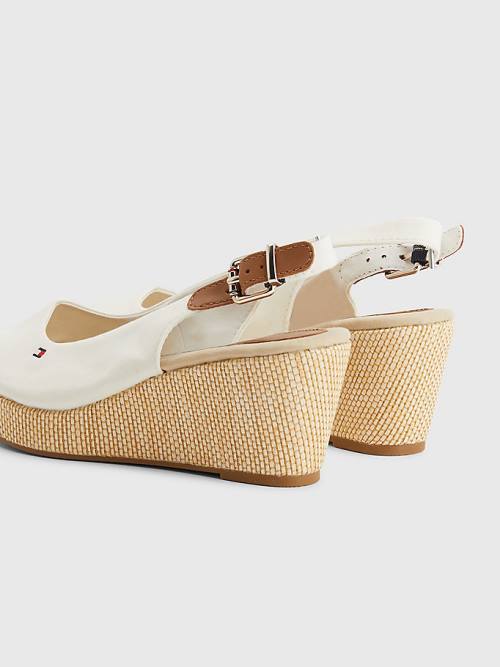 Tommy Hilfiger Iconic Slingback Espadrille Wedges Ženske Sandali Bela | TH657AKI