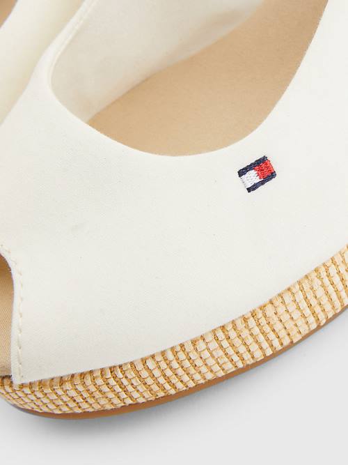 Tommy Hilfiger Iconic Slingback Espadrille Wedges Ženske Sandali Bela | TH657AKI