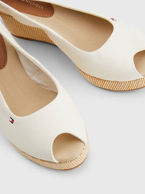 Tommy Hilfiger Iconic Slingback Espadrille Wedges Ženske Sandali Bela | TH657AKI