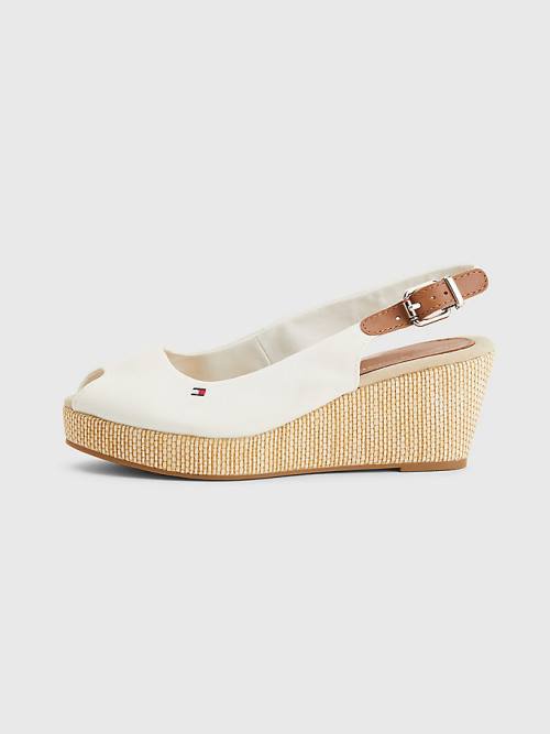 Tommy Hilfiger Iconic Slingback Espadrille Wedges Ženske Sandali Bela | TH657AKI