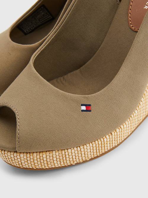 Tommy Hilfiger Iconic Slingback Espadrille High Heel Wedges Ženske Sandali Rjav | TH701UEM