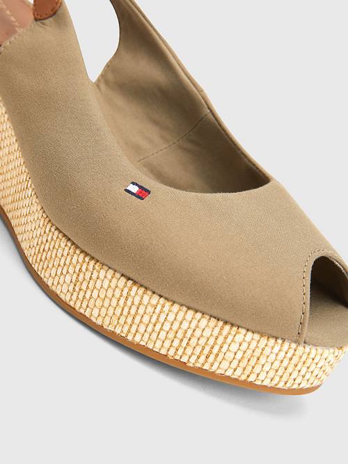 Tommy Hilfiger Iconic Slingback Espadrille Wedges Ženske Sandali Rjav | TH759NQF