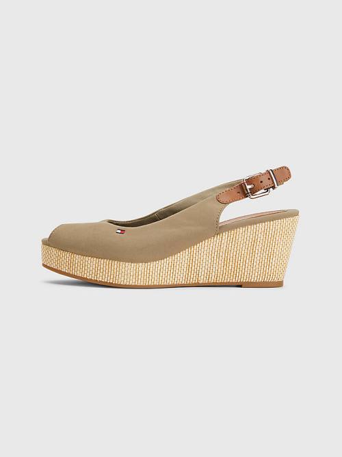 Tommy Hilfiger Iconic Slingback Espadrille Wedges Ženske Sandali Rjav | TH759NQF