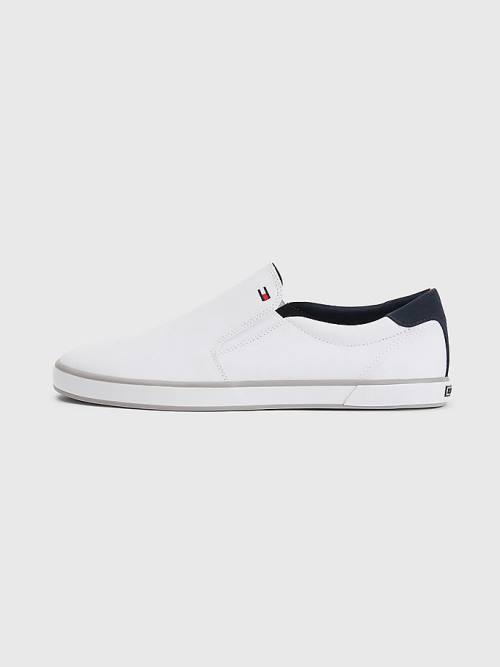 Tommy Hilfiger Iconic Slip-On Canvas Moški Superge Bela | TH083ALE