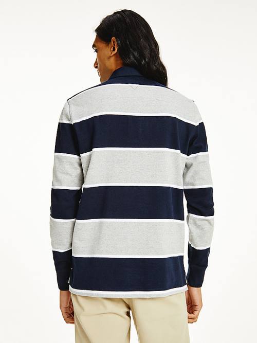 Tommy Hilfiger Iconic Stripe Rugby Shirt Moški Polo Majica Modra | TH259VEP