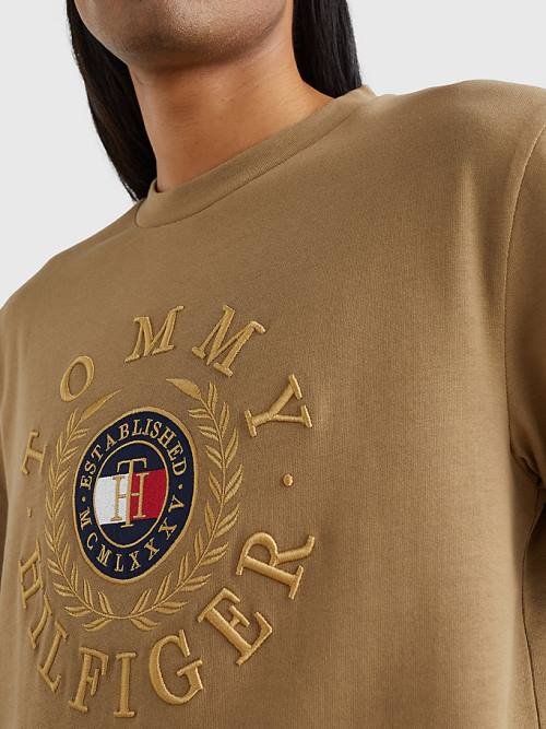 Tommy Hilfiger Icons Embroidery Moški Majice Rjav | TH719SBC