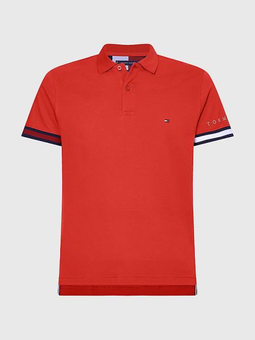 Tommy Hilfiger Icons Flag Slim Fit Moški Polo Majica Rdeča | TH297IBG