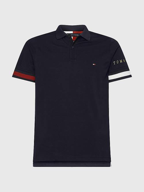 Tommy Hilfiger Icons Flag Slim Fit Moški Polo Majica Modra | TH523WTP