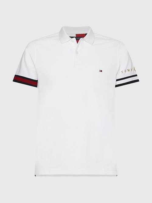 Tommy Hilfiger Icons Flag Slim Fit Moški Polo Majica Bela | TH573CXS