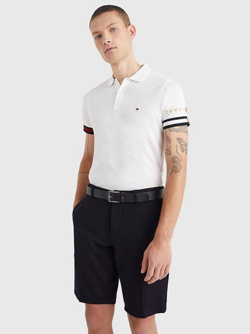 Tommy Hilfiger Icons Flag Slim Fit Moški Polo Majica Bela | TH573CXS