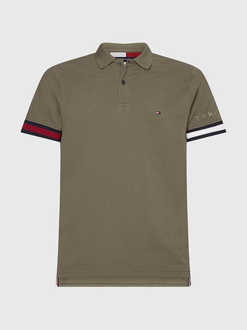 Tommy Hilfiger Icons Flag Slim Fit Moški Polo Majica Kaki | TH738IDX