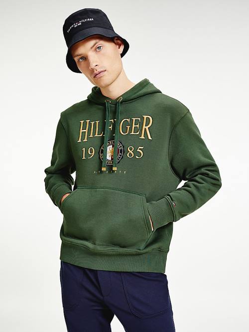 Tommy Hilfiger Icons Logo Embroidery Relaxed Fit Moški Pulover s kapuco Zelena | TH479UZW