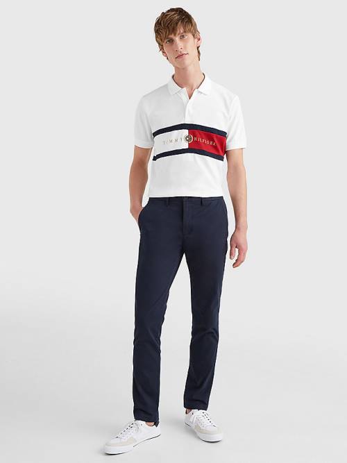 Tommy Hilfiger Icons Logo Regular Fit Moški Polo Majica Bela | TH175XER