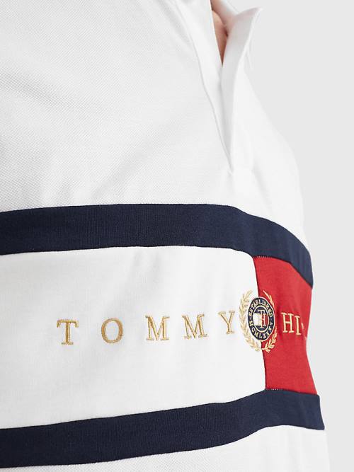 Tommy Hilfiger Icons Logo Regular Fit Moški Polo Majica Bela | TH175XER