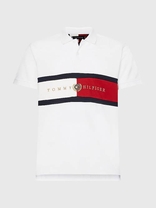 Tommy Hilfiger Icons Logo Regular Fit Moški Polo Majica Bela | TH175XER