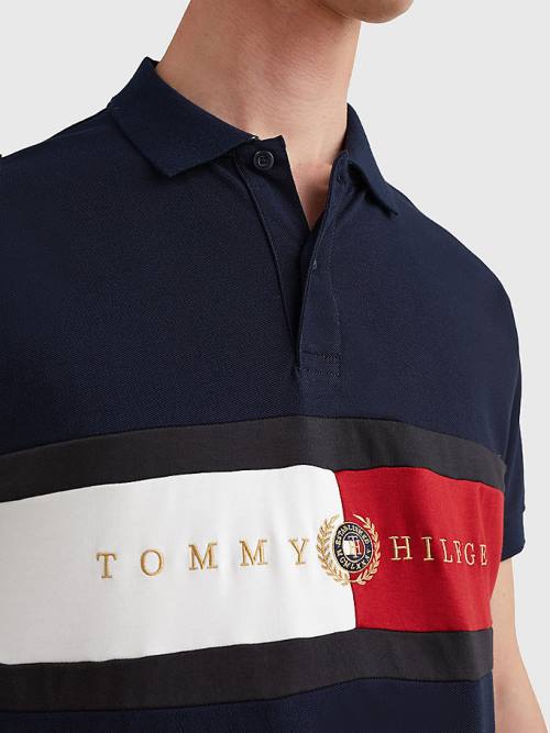 Tommy Hilfiger Icons Logo Regular Fit Moški Polo Majica Modra | TH781UXH