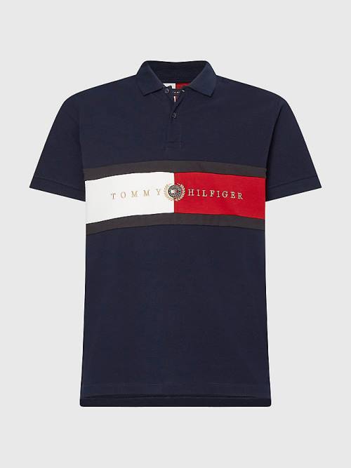 Tommy Hilfiger Icons Logo Regular Fit Moški Polo Majica Modra | TH781UXH