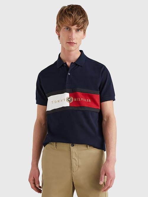 Tommy Hilfiger Icons Logo Regular Fit Moški Polo Majica Modra | TH781UXH