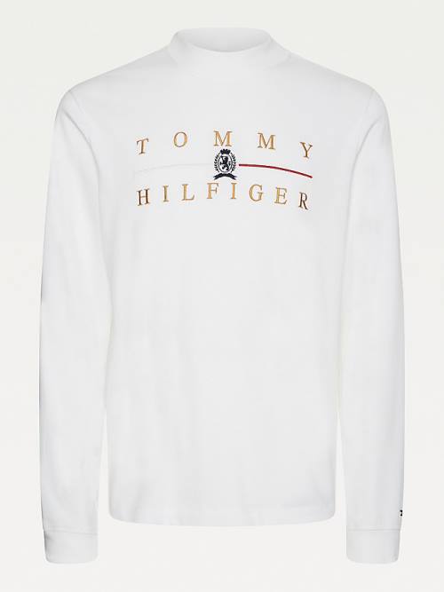 Tommy Hilfiger Icons Mock Turtleneck Long Sleeve Moški Majice Bela | TH318IYK