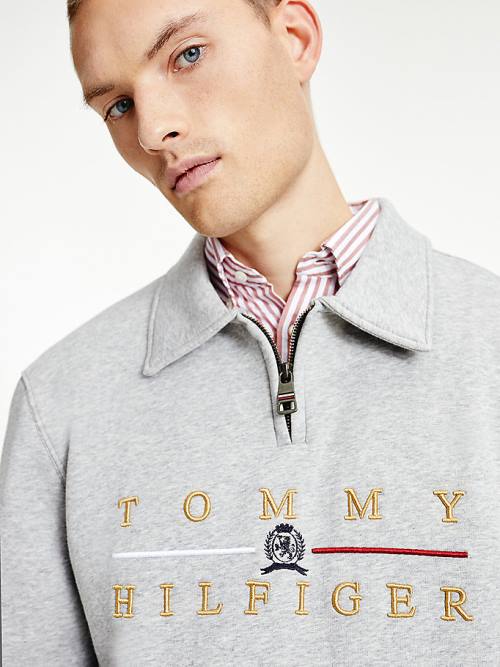 Tommy Hilfiger Icons Mock Turtleneck Relaxed Fit Moški Pulover Siva | TH415UKB