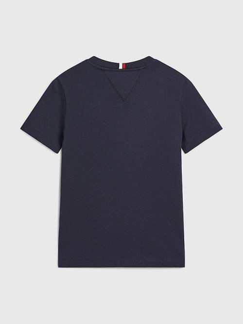 Tommy Hilfiger Icons Organic Cotton Logo Fantje Majice Modra | TH968RFH