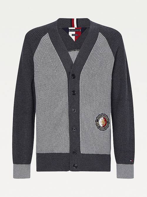 Tommy Hilfiger Icons Oversized Crest Cardigan Moški Puloverji Siva | TH740PHT