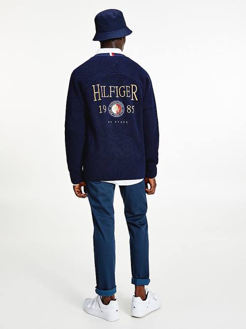 Tommy Hilfiger Icons Oversized Crest Cardigan Moški Puloverji Modra | TH741NYH