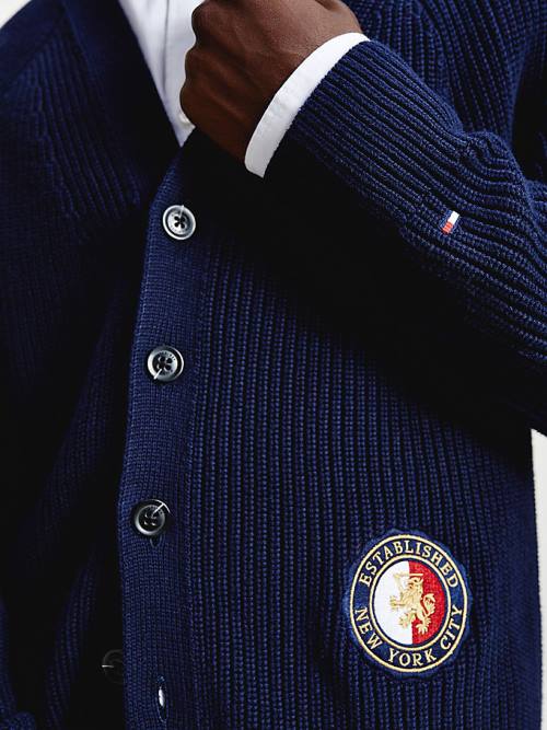 Tommy Hilfiger Icons Oversized Crest Cardigan Moški Puloverji Modra | TH741NYH