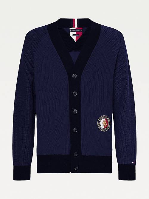 Tommy Hilfiger Icons Oversized Crest Cardigan Moški Puloverji Modra | TH741NYH