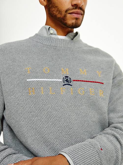 Tommy Hilfiger Icons Oversized Structured Jumper Moški Puloverji Siva | TH847YSM