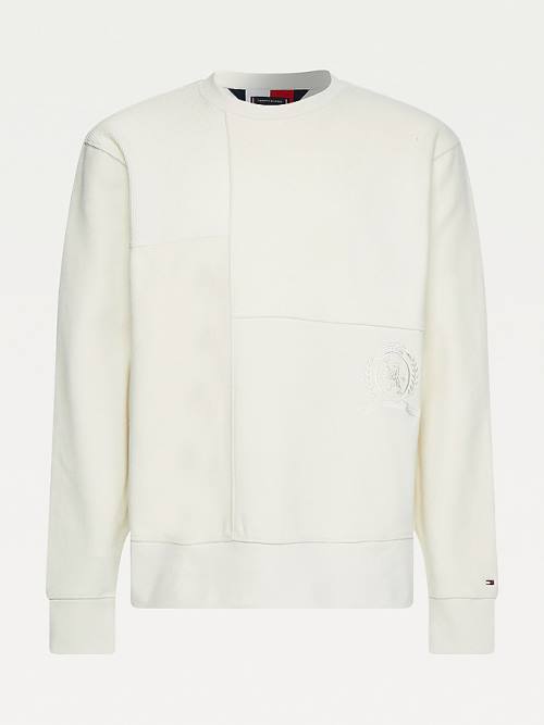 Tommy Hilfiger Icons Relaxed Fit Crest Panel Moški Pulover Bela | TH834GUB