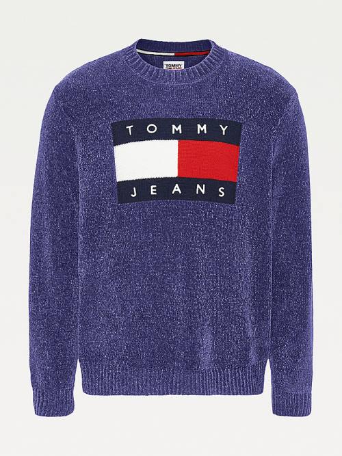 Tommy Hilfiger Intarsia Flag Relaxed Fit Jumper Moški Puloverji Modra | TH095BLE