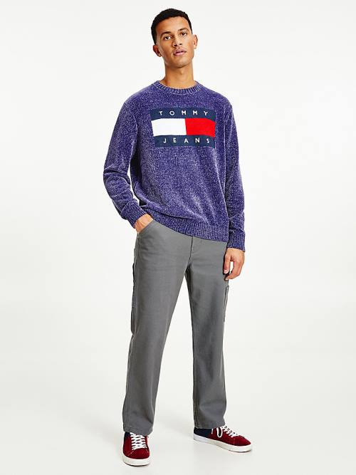 Tommy Hilfiger Intarsia Flag Relaxed Fit Jumper Moški Puloverji Modra | TH095BLE