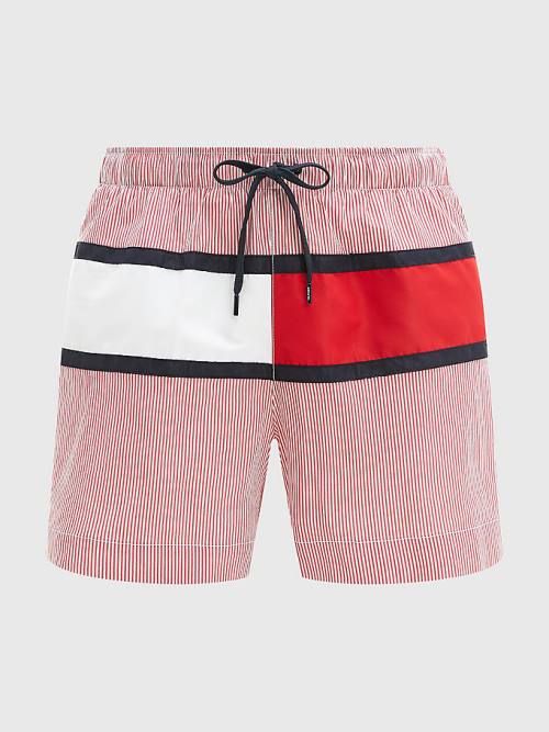 Tommy Hilfiger Ithaca Stripe Colour-Blocked Mid Length Shorts Moški Kopalke Rdeča | TH076CZR