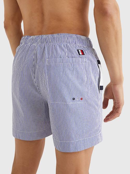 Tommy Hilfiger Ithaca Stripe Colour-Blocked Mid Length Shorts Moški Kopalke Modra | TH825MJZ